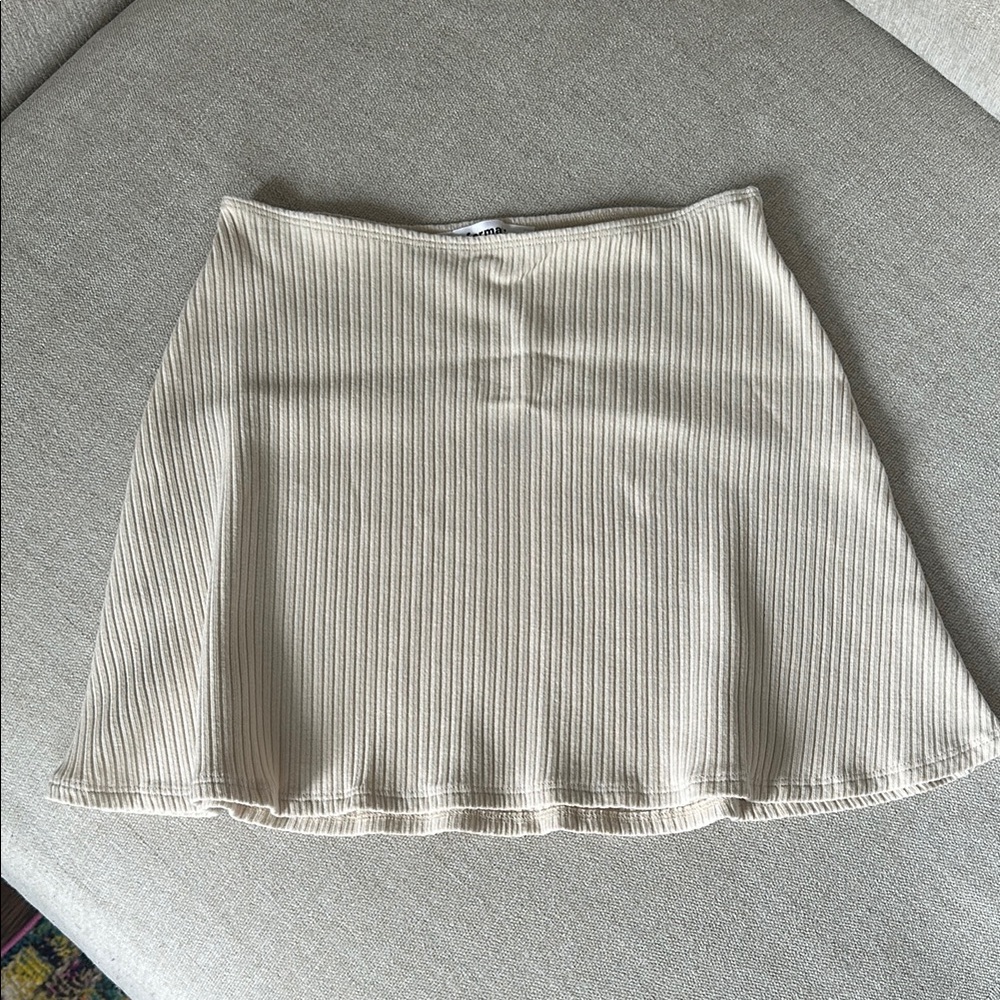 Reformation Cream A-Line Ribbed Mini Skirt